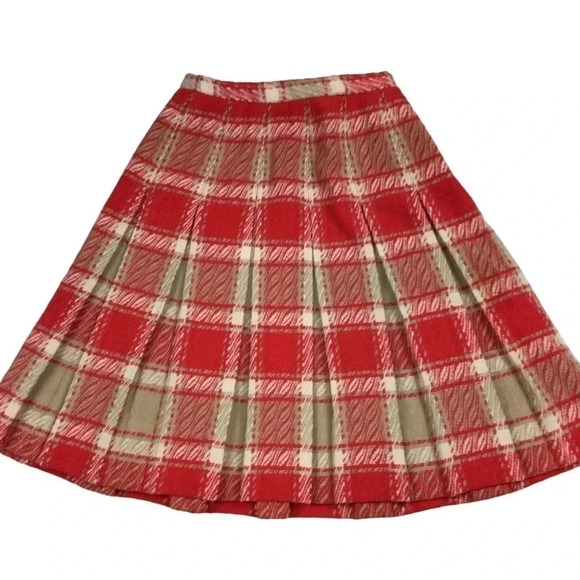 Vintage Bobbie Brooks red/tan pleated plaid  skirt​ - Picture 1 of 5